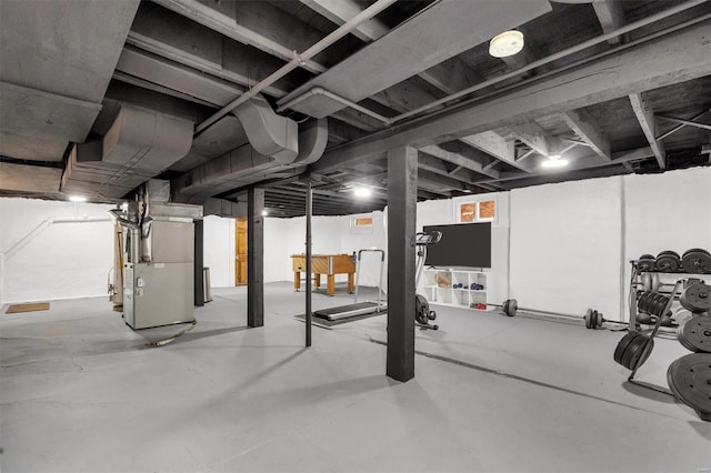 basement with heating unit