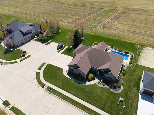 drone / aerial view with a rural view