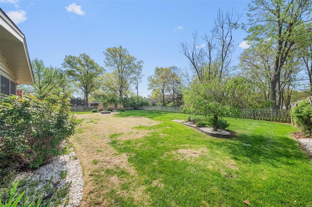 view of yard featuring a fenced backyard