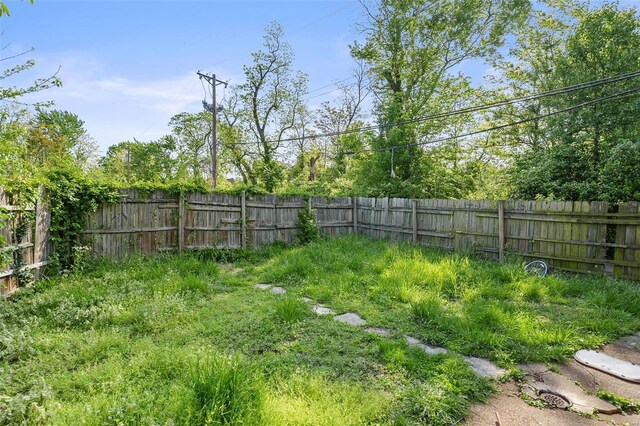 view of yard with a fenced backyard