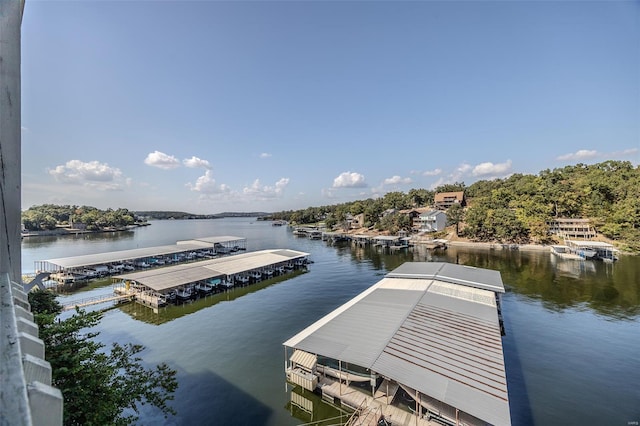 view of dock featuring a water view