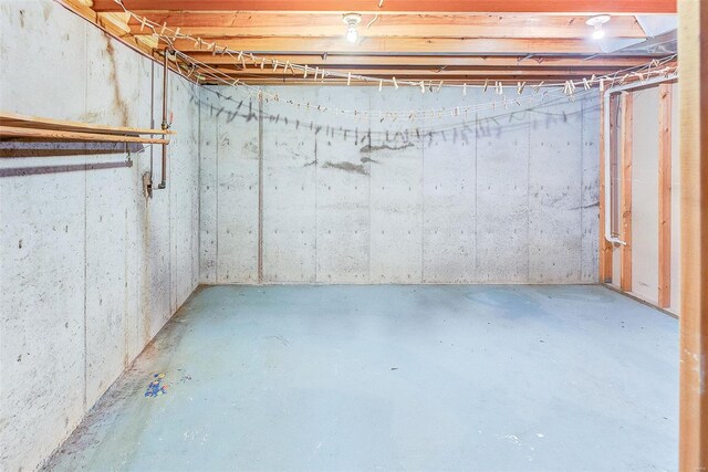 view of unfinished basement