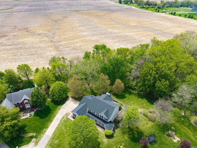 aerial view featuring a rural view