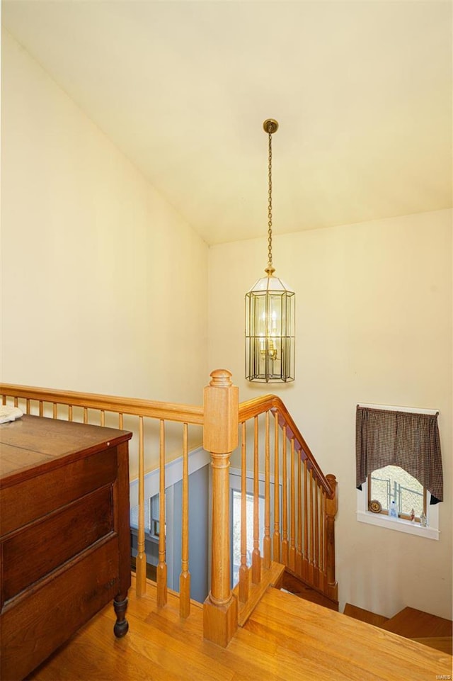 stairway featuring wood finished floors