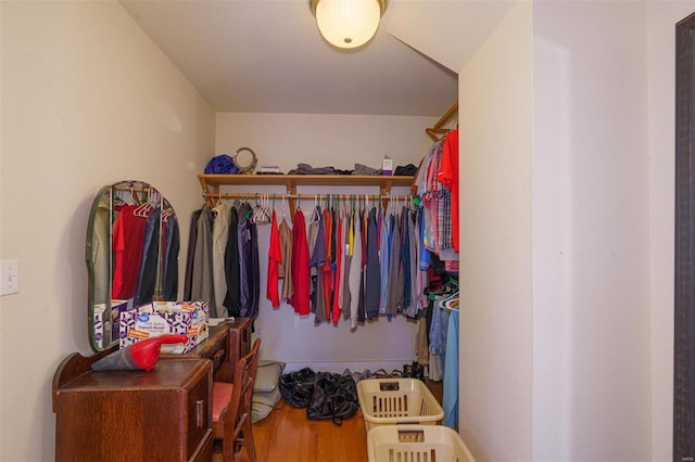 spacious closet featuring wood finished floors
