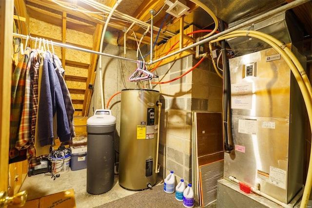 utilities featuring heating unit and electric water heater