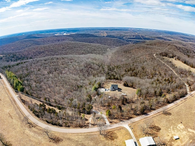 aerial view with a wooded view