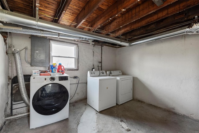 laundry area featuring separate washer and dryer, laundry area, and electric panel