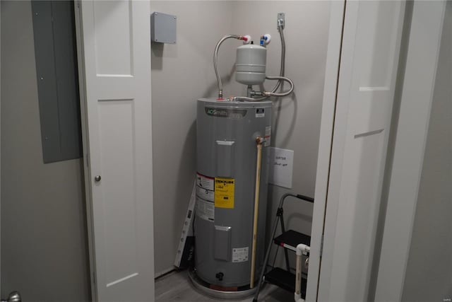 utilities featuring electric panel and electric water heater