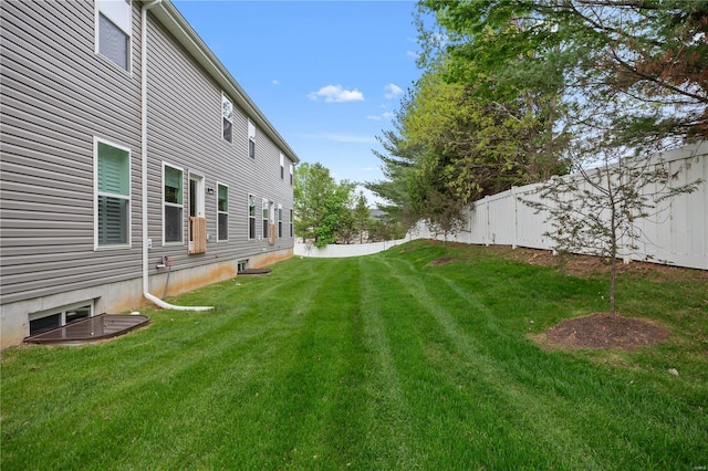 view of yard featuring a fenced backyard