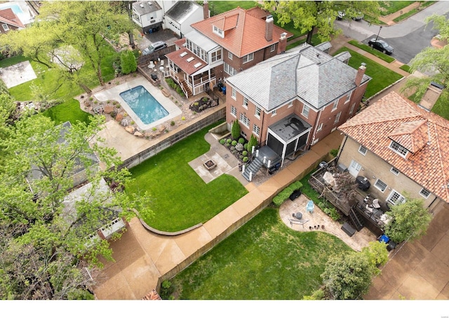 aerial view featuring a residential view