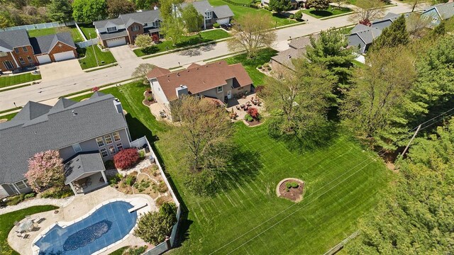 drone / aerial view with a residential view