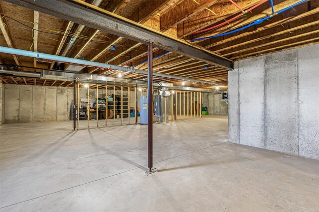 unfinished below grade area with water heater