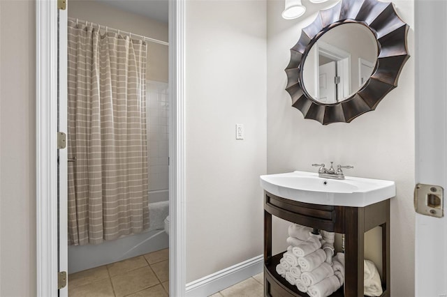 bathroom featuring tile patterned floors and shower / tub combo