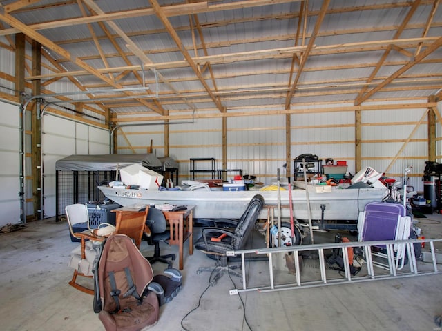 garage featuring metal wall