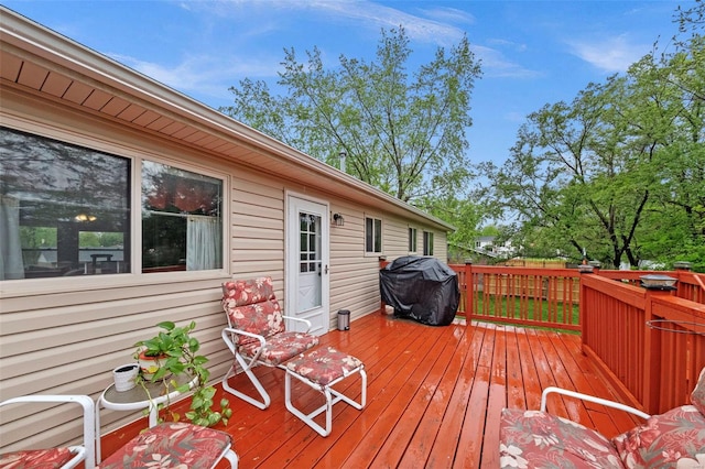 deck with a grill