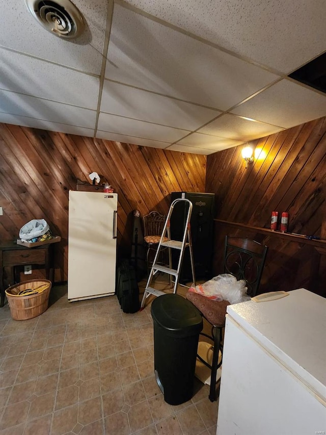 interior space with wood walls