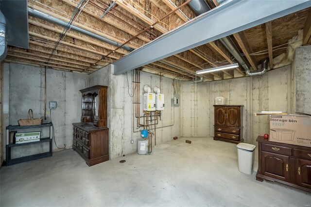 unfinished below grade area featuring electric panel