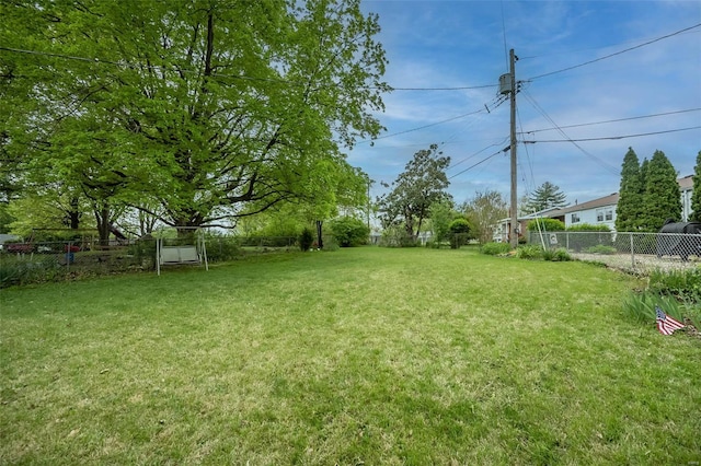 view of yard with a fenced backyard