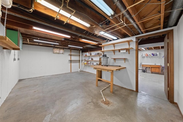 view of unfinished basement