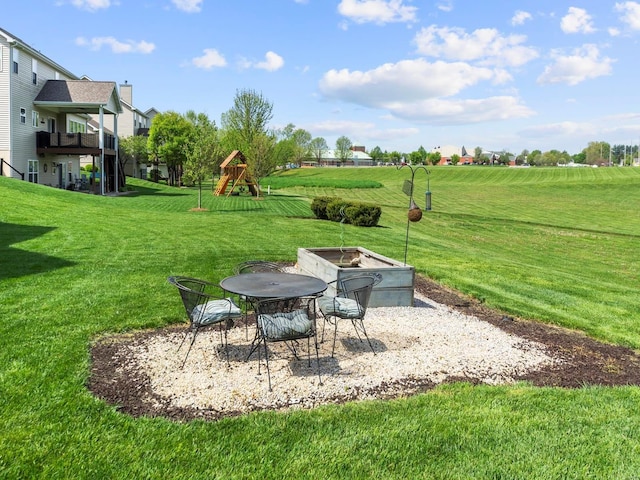 view of yard featuring a playground