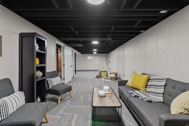 interior space with carpet flooring
