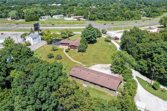 aerial view featuring a forest view