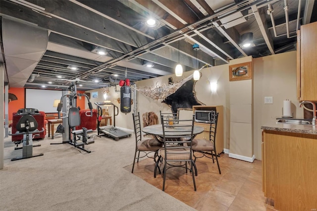 interior space with a sink and indoor bar