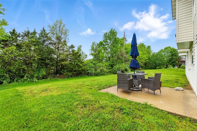 view of yard featuring a patio area