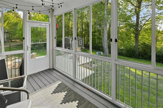 view of unfurnished sunroom