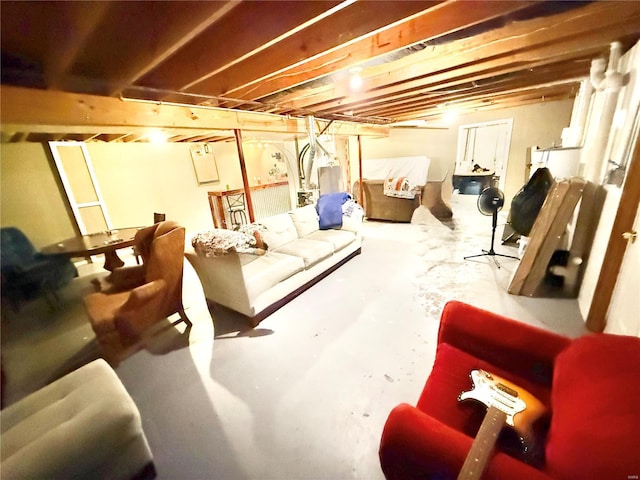 view of unfinished basement