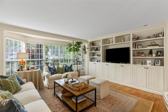 living area featuring light wood-style floors and plenty of natural light