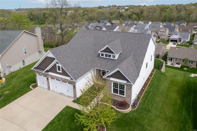 bird's eye view with a residential view