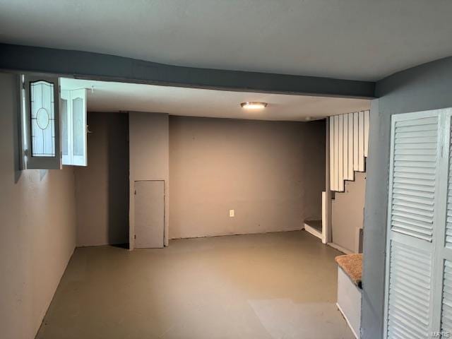 finished below grade area with stairway