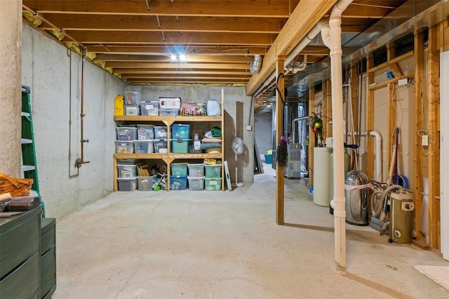 unfinished below grade area featuring heating unit