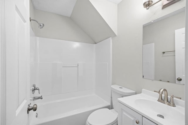 full bath featuring toilet, shower / bath combination, and vanity