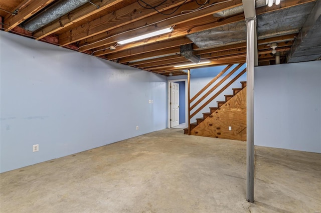 unfinished below grade area with stairway