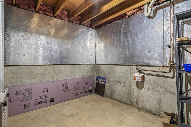 view of unfinished basement