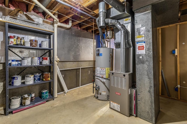 utilities with heating unit and gas water heater