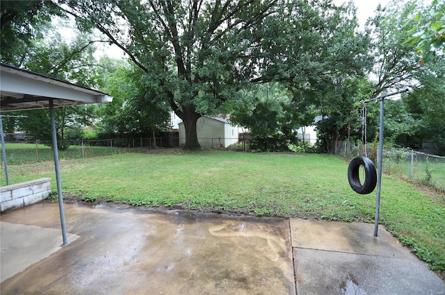 view of yard with a patio and a fenced backyard