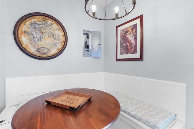 interior space with an inviting chandelier