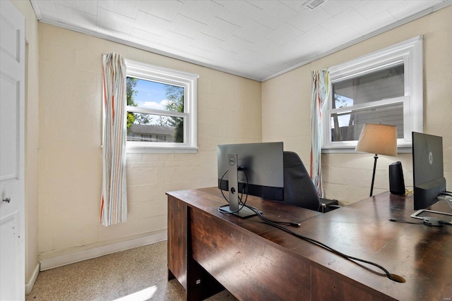 home office featuring baseboards