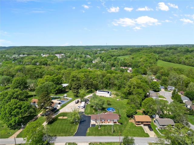 drone / aerial view with a forest view