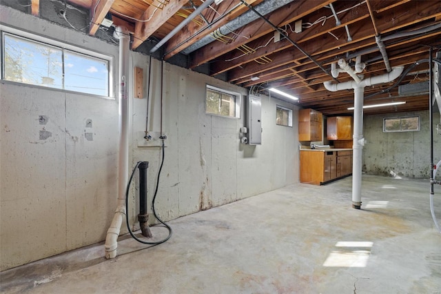 basement featuring electric panel