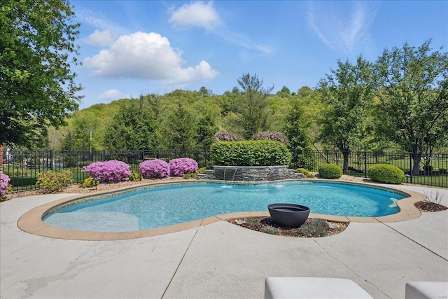 view of pool with a patio, a fenced in pool, and a fenced backyard