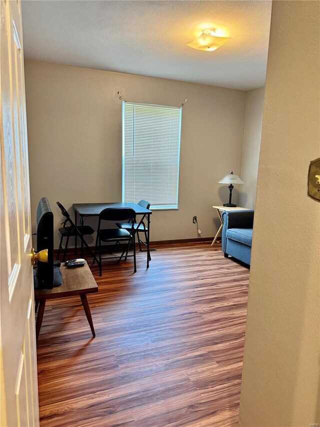 interior space with baseboards and wood finished floors