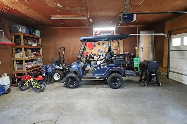 garage with a garage door opener