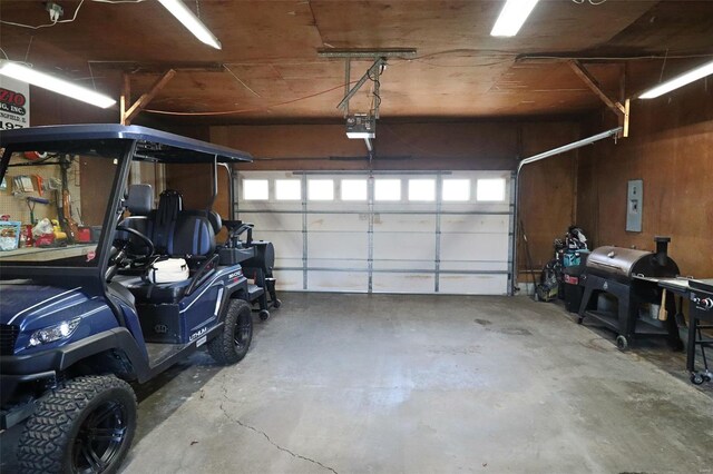 garage with a garage door opener