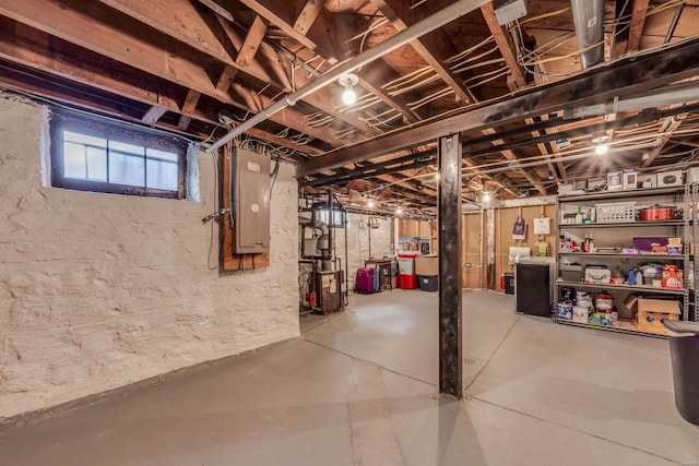 basement with electric panel