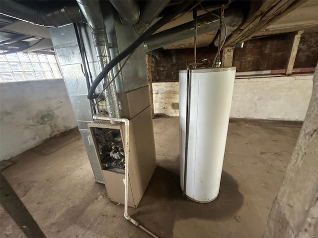 utility room with gas water heater